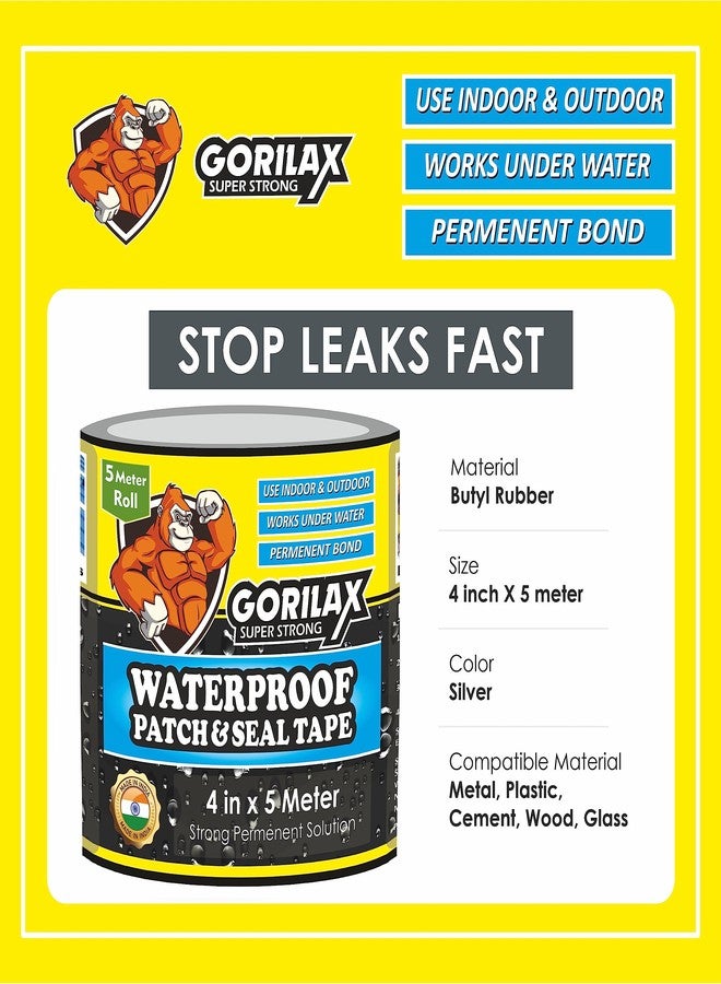 Gorilax Super Strong Waterproof Leakage Repair Tape, Adhesive Sealant Tape, Water Leakage Permanent Solution For Roof Leak, surface Crack, Window Sill Gap, Boat Sealing, Tank Leak (4 in x 5 meter) - Image 3